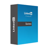Blue and gray box with LinkedIn branding on a white background